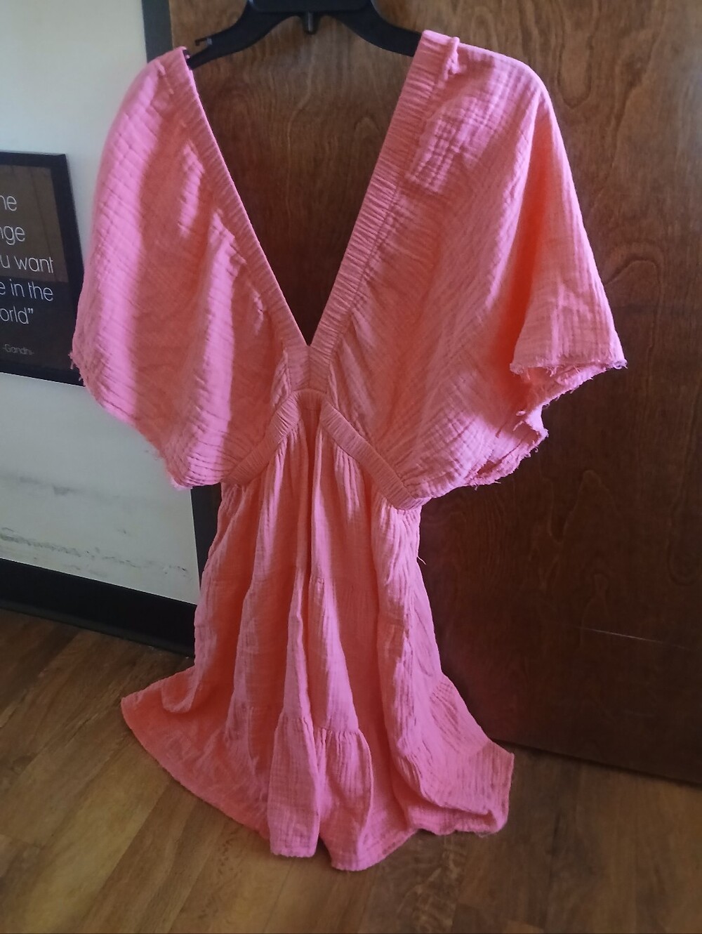 AERIE coral kimono sleeve mini dress